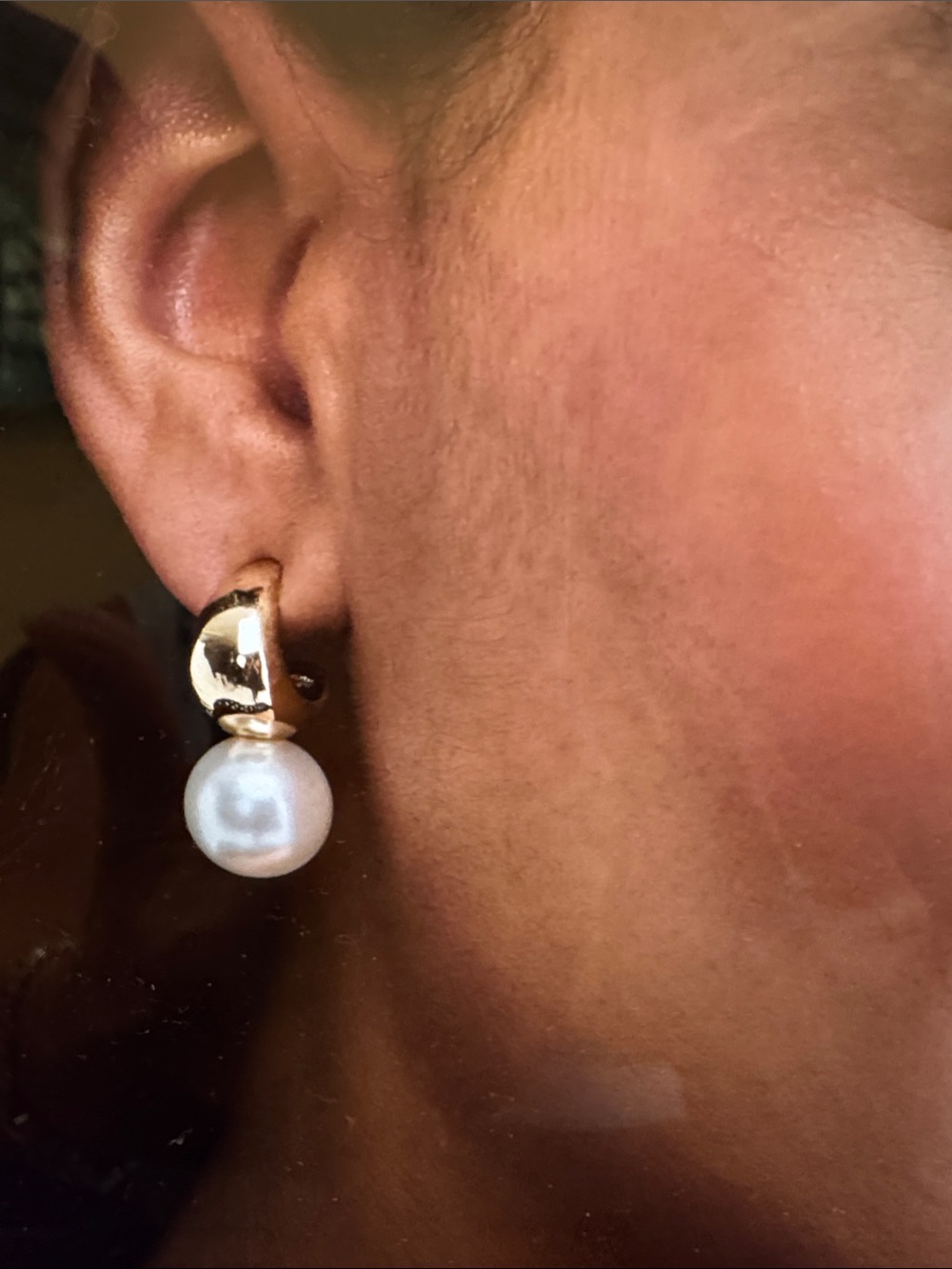 Imitation Pearl Charm Hoop Earrings